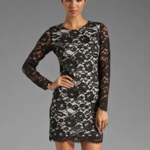 THEORY Long Sleeve Black Marique Lace Dress